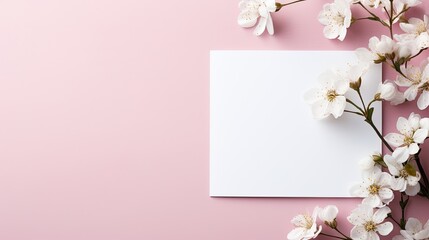 blank white paper with flower copy space