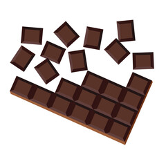 chocolate pieces. Dark chocolate. chocolate bar. Chocolate. Pieces. vector illustration