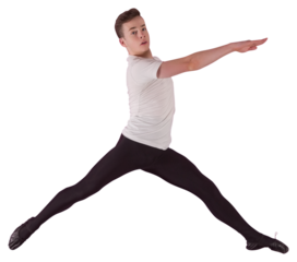 Digital png photo of caucasian male ballet dancer on transparent background