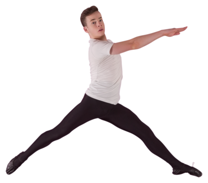 Digital png photo of caucasian male ballet dancer on transparent background