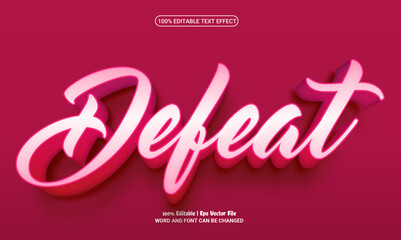 Defeat 3d editable premium vector text effect