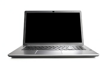 Digital workspace. Open laptop for business. Connected technology. Blank notebook screen on white background
