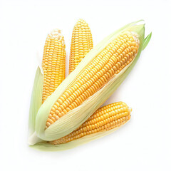 Fresh corn isolated on a white background with a clipping path. Organic food. Generative AI 
