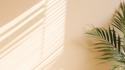 palm leaves light beige in a room filled with sunlight. Generative Ai