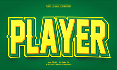 Player 3d editable premium vector text effect