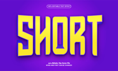 Short 3d editable premium vector text effect