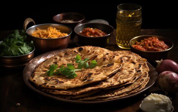 Popular breakfast dish in Kerala Parotta or Paratha