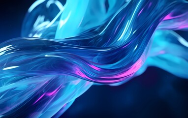 Abstract background of blue liquid waves mixed with neon purple colors