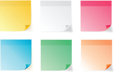 Post it notes icons vector set. Set of different colored sheets of note papers. Sticky Note Isolated on white background.