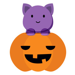 Halloween pumpkin and cat vector illustration