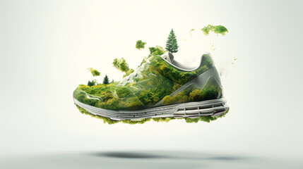 environmental friendly shoes - a shoe that considers its carbon emissions, Carbon-Footprint Conscious  Sustainability in manufacturing concept