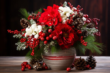 christmas bouquet of red flowers
