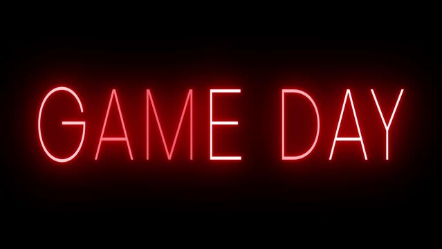 Red flickering and blinking animated neon sign for GAME DAY