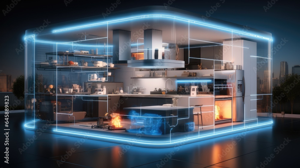 Aufkleber smart home, internet of things with an image of a smart home.