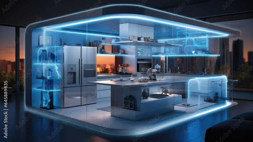 Aufkleber smart home, internet of things with an image of a smart home.