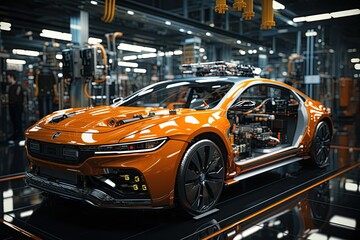 Obraz premium robot arms in the modern automotive industry. Generated with AI