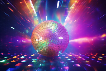 Obraz premium disco lights disco ball colorful background