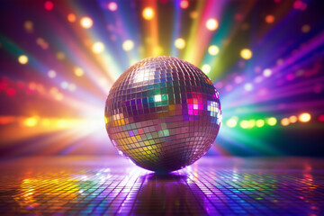 Fototapeta premium disco lights disco ball colorful background