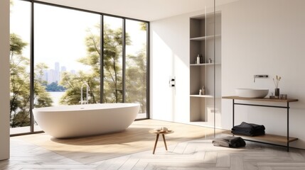 Fototapeta premium Luxury Bathroom Interior With Tub.