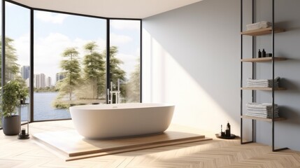 Fototapeta na wymiar Luxury Bathroom Interior With Tub.