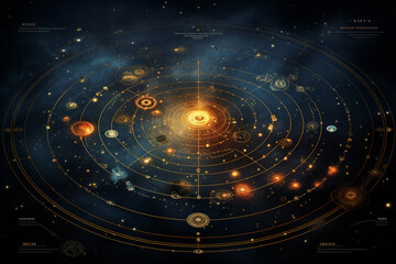 a star map for a fantasy universe, astrology - obrazy, fototapety, plakaty