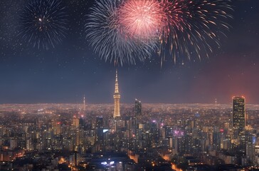 Fototapeta premium Año nuevo, fuegos artificiales