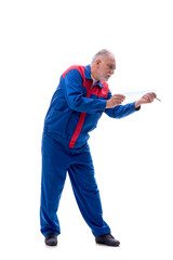 Old foreman isolated on white