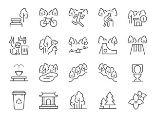 Park icon set. It included public garden, nature, natural and more icons. Editable Vector Stroke.
- 645892864