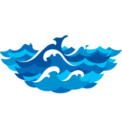 Obraz premium ocean sea wave scenic flat design vector illustration