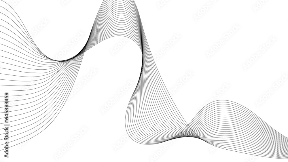 Aufkleber technology abstract lines on white background. undulate grey wave swirl, frequency sound wave, twist
