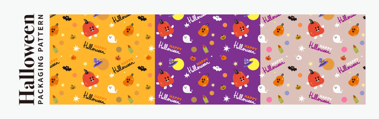 Cute Halloween Packaging Pattern, for texture banner sales paper poster