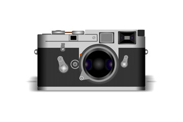 3d photo camera vector. 90s flash light camera.