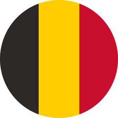 Belgium flag simple icon in round or circle shape on transparent background