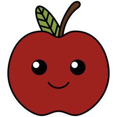 Cute Apple Fruit Cartoon Illustration Clipart Style. Clipart Object or Illustration Design Element
