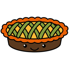 Lovely Pie Cartoon Illustration Clipart Style. Clipart Object or Illustration Design Element
