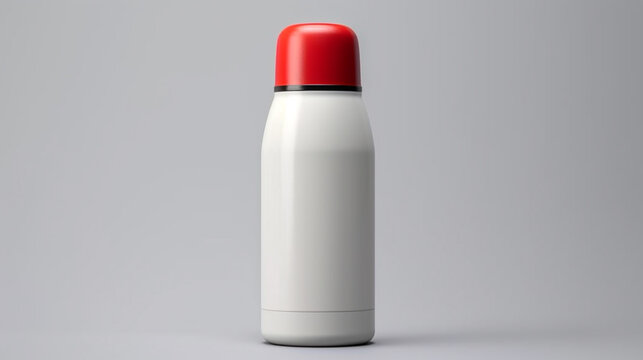 white plastic bottle on red background UHD wallpaper Stock Photographic Image