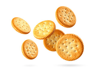 Flying round crackers․ Manual cut out on transparent