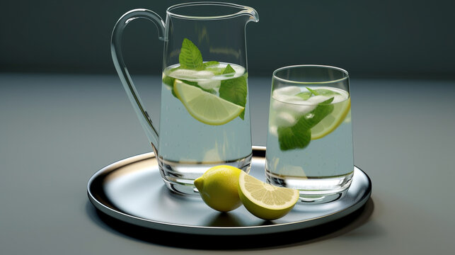 glass of water with lime UHD wallpaper Stock Photographic Image