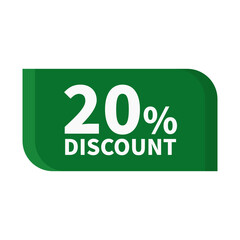 20 Discount In Green Rectangle Shape For Sale Advertising Business
