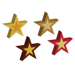 Colorful stars set: Vector assets for Christmas stars, festival celebrations, web or game design, and app icons. Vector template isolated on a white background.