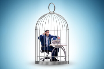 Businessman caught in the cage