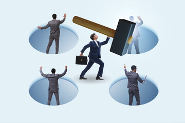 Fototapeta premium Game of mole hole in the business environment