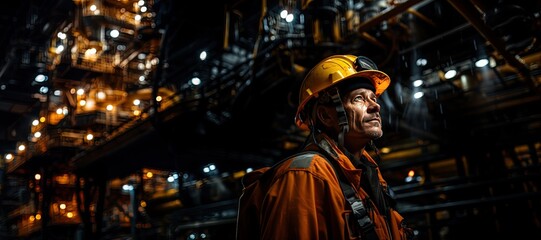 Obraz premium Oil Rig Worker: An oil rig worker operates heavy machinery on a remote and hazardous offshore platform.Generated with AI