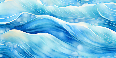 Ocean water wave illustration copy space for text. Abstract blue, teal happy cartoon sunny wave for pool party or ocean beach vacation travel. Web mobile wavy background texture wave