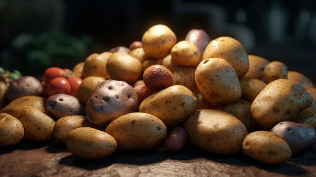 potatoes in a basket UHD wallpaper Stock Photographic Image