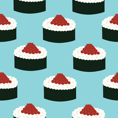Seamless pattern with sushi. Vector illustration in flat style for your design