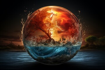 A Planet, Natural Elements, Water and Fire