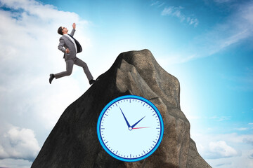 Deadline concept with clock and mountain