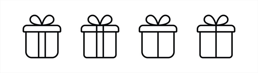 gift box icon set. christmas gift box, surprise present icon line simple style symbol sign collections, vector illustration