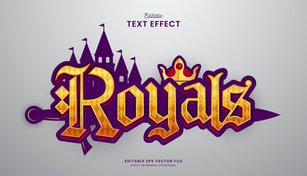 decorative royal kingdom editable text effect vector design